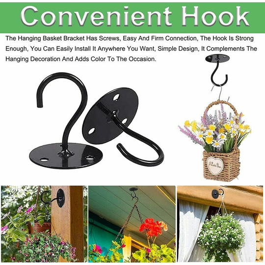 Briday - 4 pcs Ceiling Hook Screw Mount, Ironwork Hook Top Wall Hook for Hanging Light, Garden Plant Basket, Planters, Bird Feeders, Lanterns, Wind