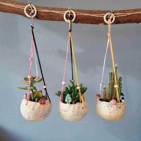 The Woodland Magic Collection Handmade Ceramic Hanging Planters, Succulent Pot Cactus Pot, Plant Indoor Garden Outdoor Planter