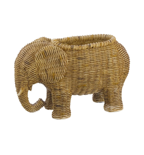 Rattan Flowet Pot, Elephant Knitted Pot, 25cm Natural, Rustic Flower Pot, Handmade Garden Decor, Bohemian Garden, Boho Plant Stand