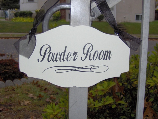 Powder Room Door Sign Wooden Bathroom Decor For Your Home Hallway Directional Signage