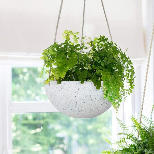 Hanging Planters for Indoor Plants - Flower Pots Outdoor 10 inch Garden Planters and Pots,Speckled White Set of 2
