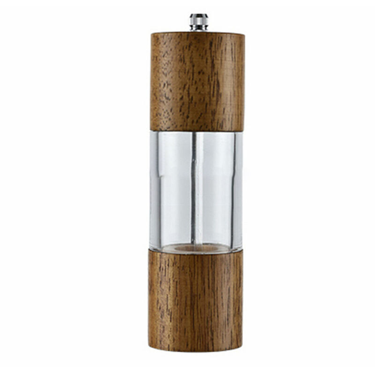 Fvbjd - Pepper and Salt Grinder Set, Premium Acrylic & Wooden Manual Salt and Pepper Mills, with Visible Window 6 inch bubble bag packaging