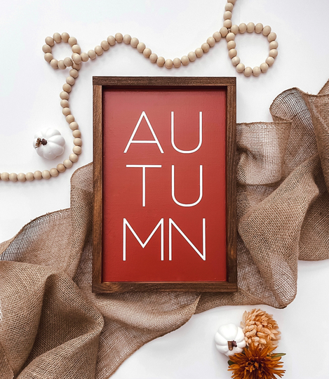 Autumn Sign, Fall Home Decor, Seasonal Wall Red Decor For Fall, Rustic Farmhouse Entryway Sign