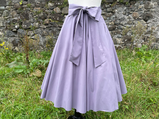 Purple 50S Skirt - Lilac/Lavender Organic Cotton | High Waisted Circle Vintage Style Christmas Outfit Custom Colours Sizes 6 26