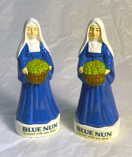 Blue Nun Salt & Pepper Shakers Vintage & Hard To Find in Mint Condition