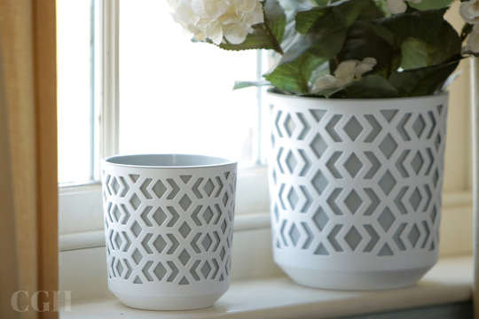 Aztec White/Grey Indoor Planter Set 14cm/19.5cm - Gift