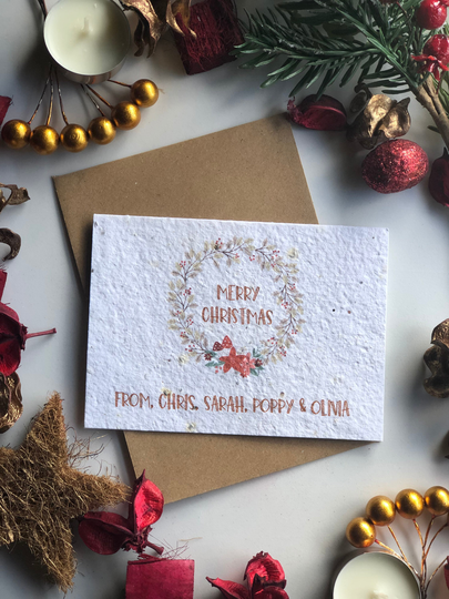 Personalised Plantable Seed Or Seddless Christmas Cards, Cards, Paper Card, Eco Friendly Cards Handmade