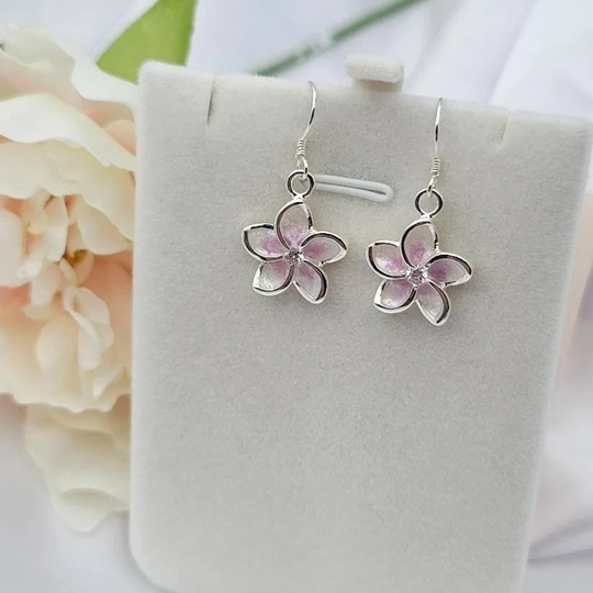 Lightweight Sterling Silver Plumeria Flower Earrings