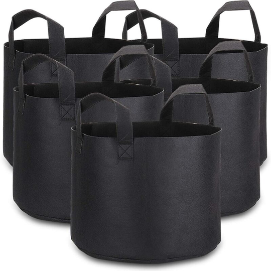 5 x Plant Bags, 5 Gallon Grow Bags Breathable Premium Non-woven Fabric Pots with Handles for Dredging and Garden Planting, Eco-Friendly Garden Bag