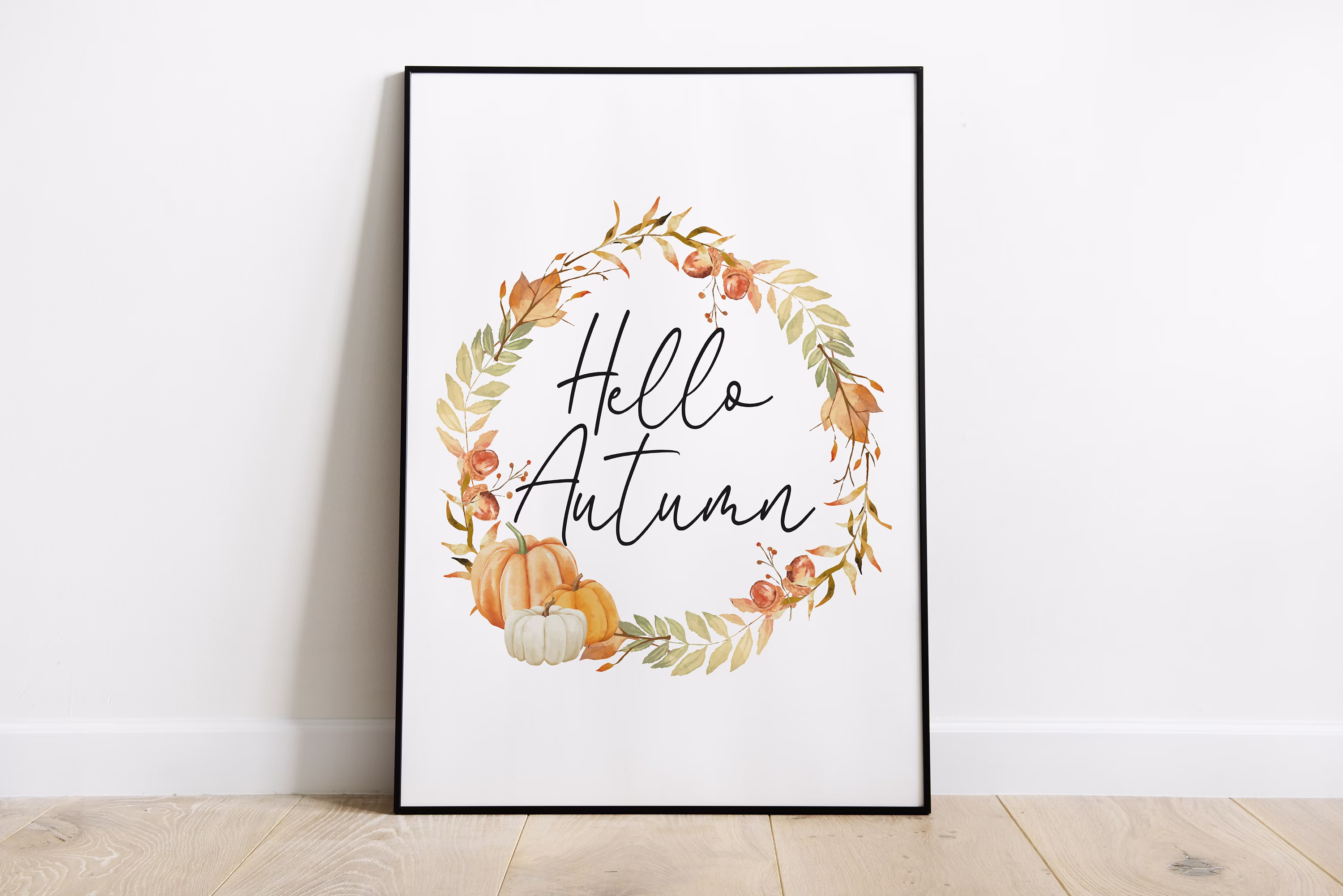 Hello Autumn Print, Pumpkin Seasonal Decor, Wall Art, Fall, Vibes, Wall Decor