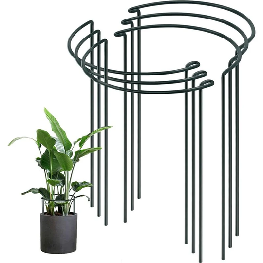 6 Pack Garden Plant Support Posts, Metal Plant Support Plant Posts, Semicircular Plant Support Rings, 25cm Diameter x 40cm Height, for Flowers,