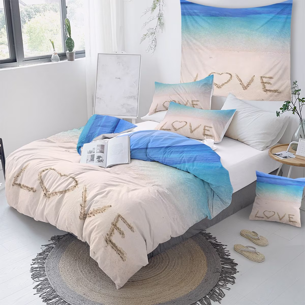 Beach Duvet Cover Comforter Quilt Coastal King Queen Full Twin Size Bedding Set
