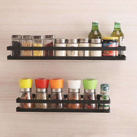 35CM Wall Mounted Metal Herb Spice Jar Holder - Livingandhome