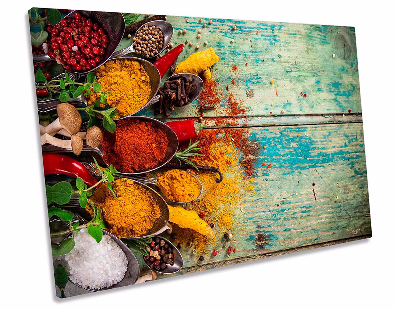 Herbs Spices Food Kitchen Framed Single Canvas Print Wall Art