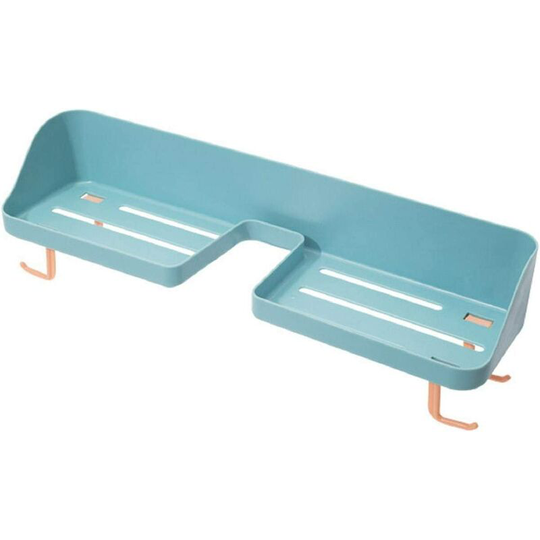 Bathroom Shower Shelf Shower Towel Organizer Storage with 4 Hooks, Self Adhesive