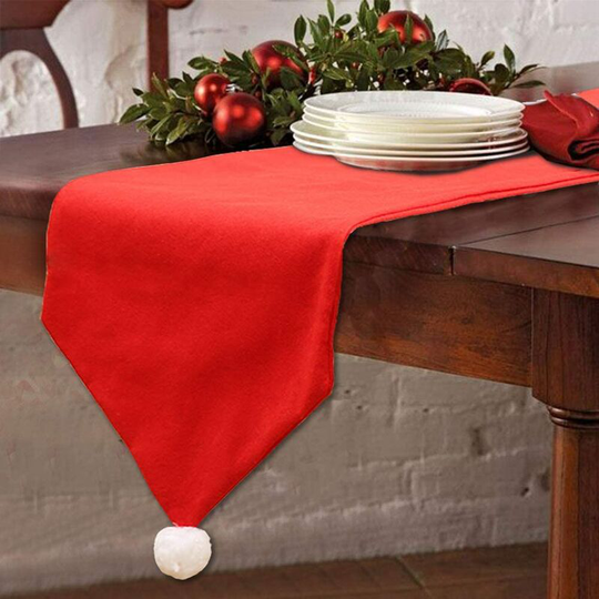 Bearsu - Christmas Table Runners Washable Classic Christmas Table Lines with Snow Balls Decor for Xmas Holiday Season Home Table Christmas Decoration