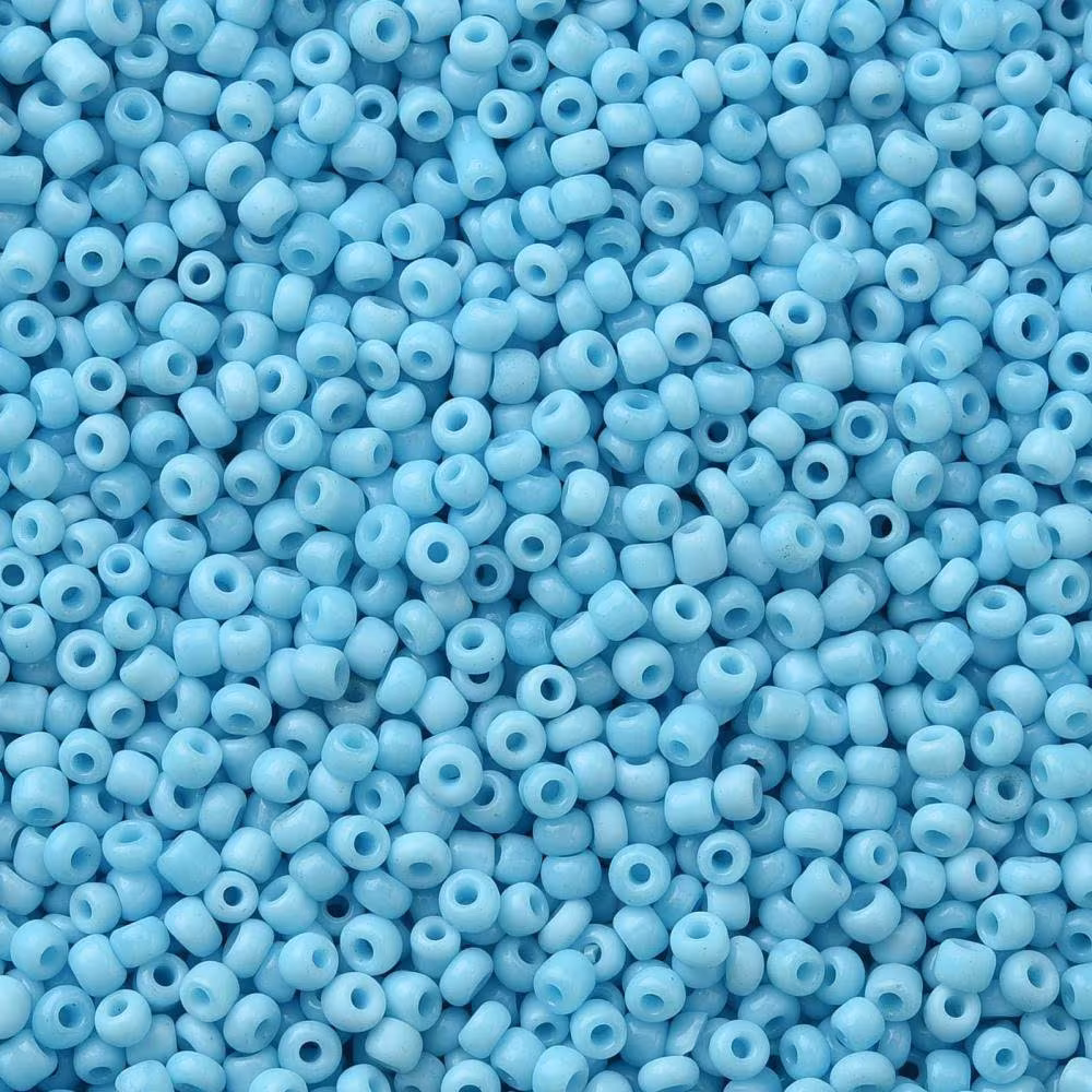 Blue Glass Seed Beads, 40 Grams Opaque Round, Light Sky Blue, About 2mm in Diameter, Hole 1mm, Sb0182