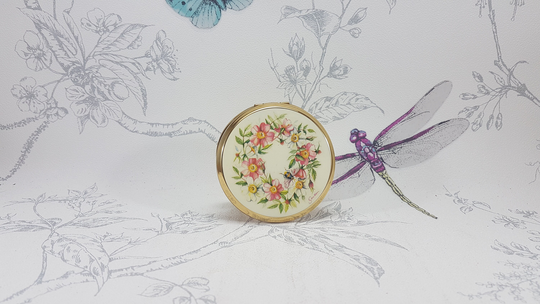 Vintage 1980S Stratton Powder Compact, Floral Compact Mirror, Vintage