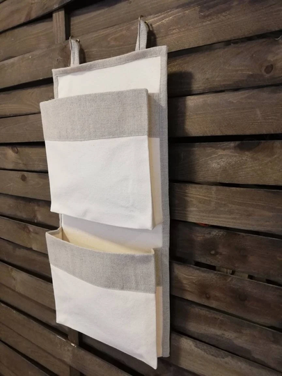2 Pockets Organizer, Canvas Storage, Caravan Storage Bag, Nursery Accessory, Hanging Zero Waste