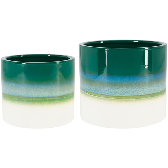 Reactive Glaze Plant Pots - 2 Sizes - Emerald - Nicola Spring
