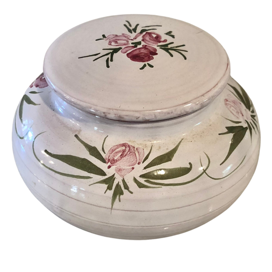 Pink Floral Powder Box From France, & Gray Pottery