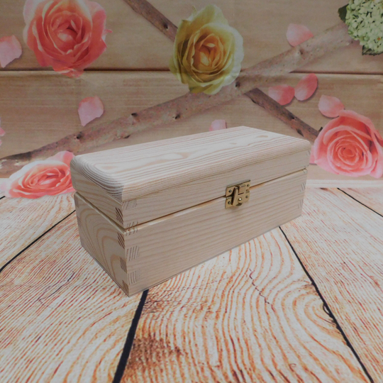 Blank Tea Bag Box - Pine Wooden Case With 3 Compartments- Divider Clasps
