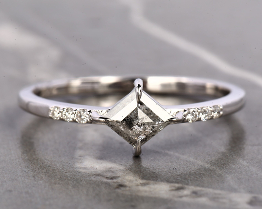 Salt & Pepper Diamond Ring, Engagement Kite Art Deco Annivarsery Gift For Her