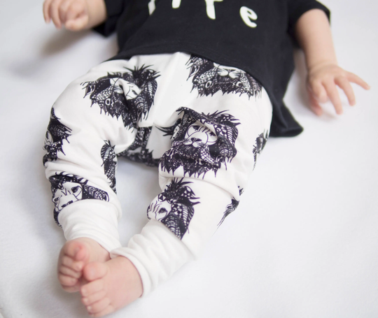 Organic Baby Leggings - Toddler Girls Lion Monochrome Gift Pants Clothing