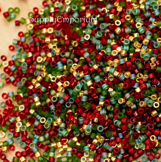 Mix92 Holly Jolly 11/0 Miyuki Delica Seed Bead Mix, Exclusive Mix 92, 5 Grams