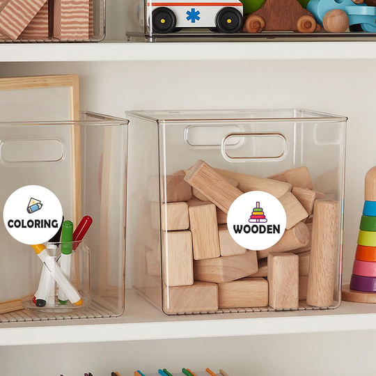 Toy Bin Organization Labels Large, Storage Stickers With Picture For Basket, Playroom Containers, Daycare Organizer