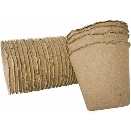 100 Pack Biodegradable Brown Garden Planter Pots