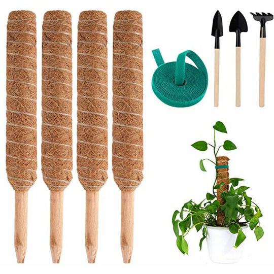 4 Pieces 40cm Coir Plant Stake, Plant Pole Coir Stick, for Home Garden Plant Climbers Extendable Planting Support