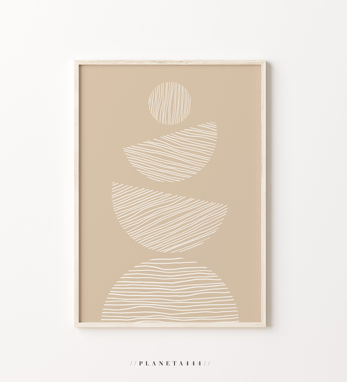 Organic Abstract Geometric Art Print Lines & Circles Wall Neutral Colors Modern Poster Minimal Nordic Shapes