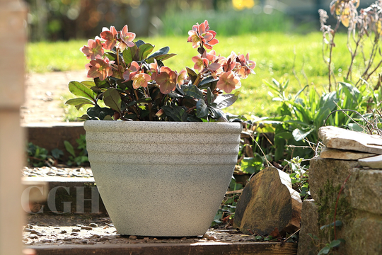 Large Stone Look Planter Pot Granite 40.5cm - Blue Outdoor Patio Garden Plants Tub