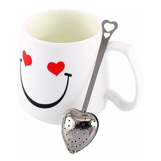 1X Stainless Steel Filter Tea Infuser Heart Shape Spoon Strainer Ball Novelty