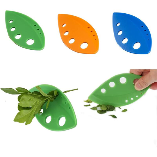 3 Pcs Leaf Herb Stripper Tool 8-Hole Design, Curved Edge Can be Used as Knife (Blue,Green,Orange)
