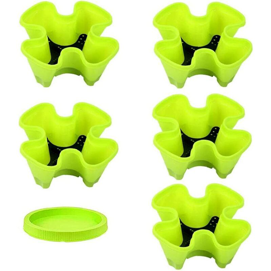 Flower Pots,Stackable Flower Tower Multi,Layer Vertical Plant Pot Planter Four Petal Plastic with Tray,for Vegetable Flower Green