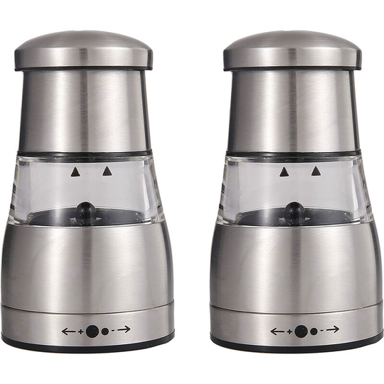 Manual and elegant pepper or salt mill with grinder adjustment, good grip, stainless steel body and large capacity tank 2