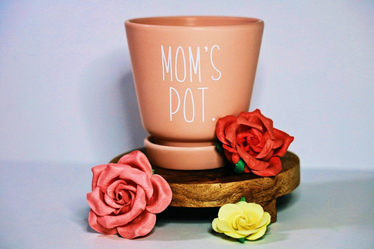 Mom's Pot | Mother's Day Gift Minimalistic Ceramic Flower Planter Plant Garden Funny Pun Gift
