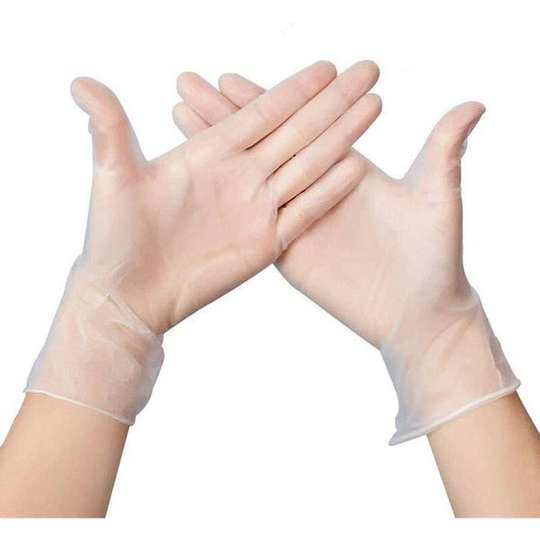 Aougo - New Vinyl Multi-Purpose Gloves, Extra Strong Disposable Powder Free Clear Gloves, Medium Size, Box of 100 - Food Safe - Latex Free, Easy to