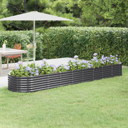 Asupermall - Garden Planter Powder-coated Steel 368x80x36 cm Anthracite