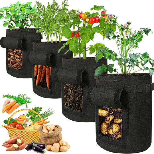 Benobbykids - Potato Grow Bags Plant Grow Bags,7 Gal Tomato Grow Bags Breathable Fabric Vegetable Garden Growing Bag with Handles and Access Flap for