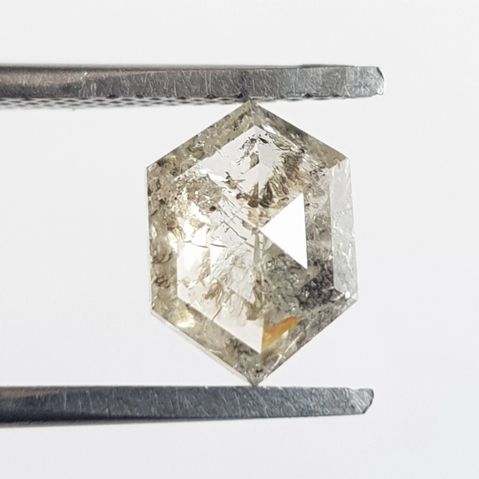9.2mm/1.69Ctw Clear Grey Fancy Shield Shaped Salt & Pepper Rose Cut Diamond Loose, Faceted Loose For Ring, Dds721/4