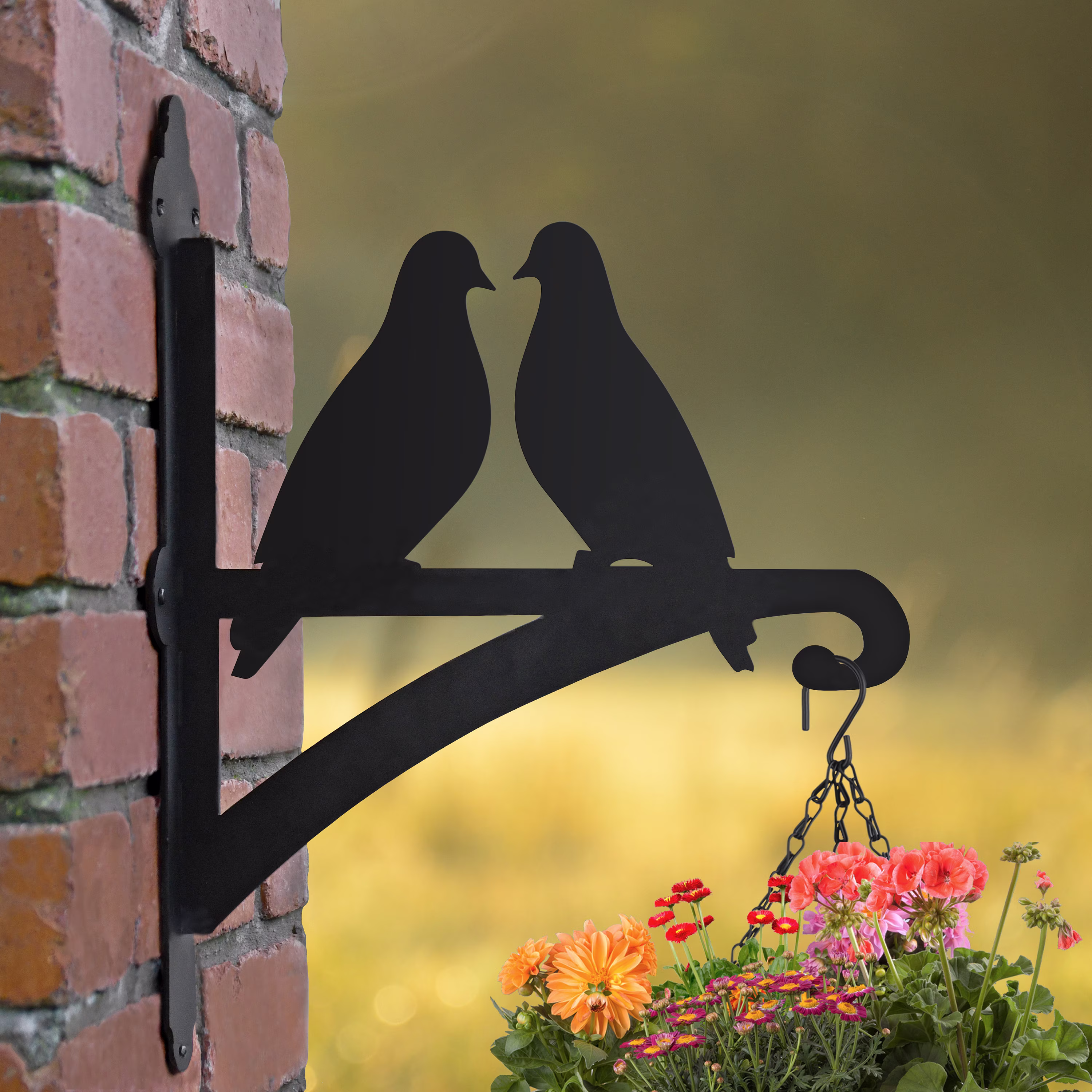 Pair Of Doves Iron Hanging Basket Bracket/ Peaceful Doves, Couple, Garden Gift/ Bird Lovers & Watchers, Nature