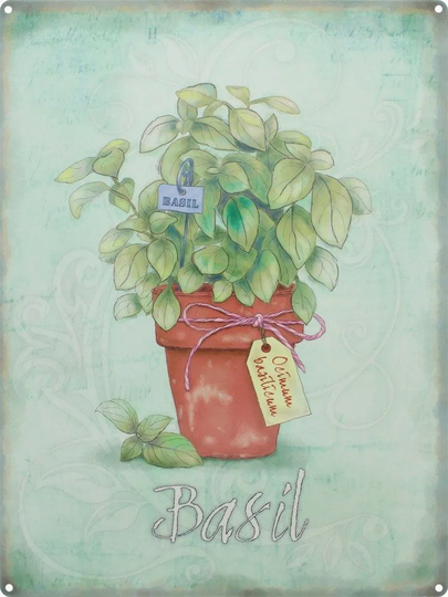 Basil Herbs Food & Drink Gardening Gift Cooking Kitchen Small Metal/Tin Sign