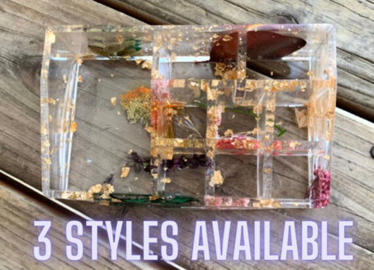 Pressed Flower Resin Makeup Or Desk Organizer With Foil Option| Glam Caddy For Office Supplies, Vanity Organizer, Gift College Student