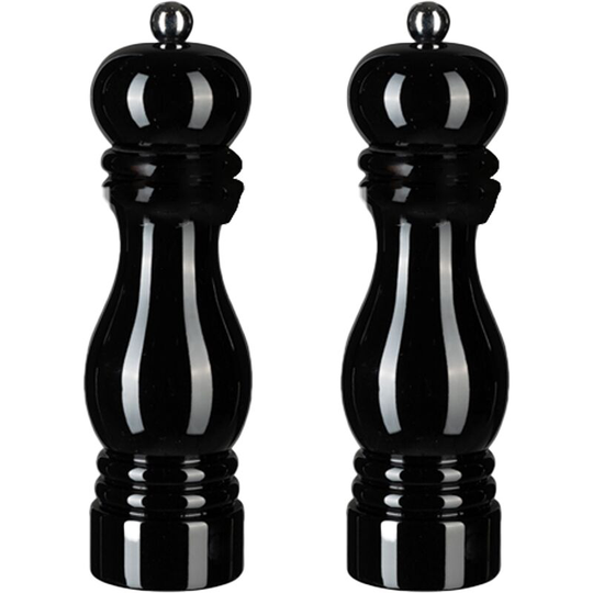 Salt and Pepper Grinder Set,Manual Pepper Mills with Adjustable Coarseness, Refillable Spice Grinders 7 inch black