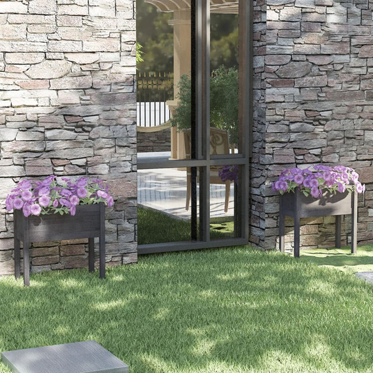 Garden Planters 2 pcs Grey 70x31x70 cm Solid Pinewood