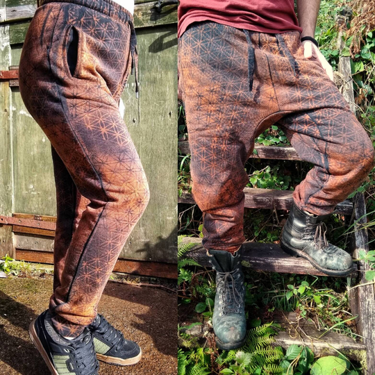 Sacred Geometry Joggers/Sacred Sweatpants/Festival Joggers/Organic Cotton Trousers/Boho Trousers/Pixie Trousers/Unisex Sweatpants