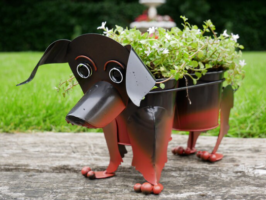 Dachshund Sausage Dog Planter Outdoor Double Garden Planter - 2 Pots